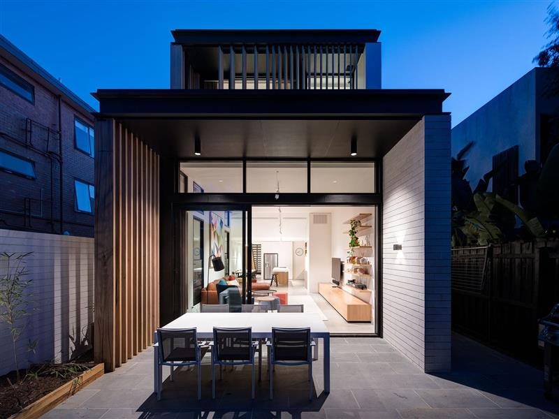 Woodfin House - Abbotsford - Outdoor Lounge Area BBQ Dusk