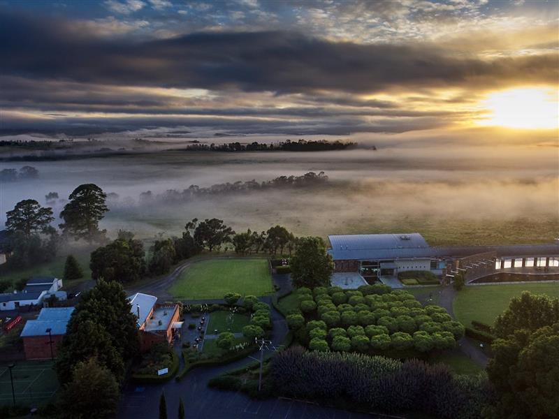 Sunrise over the winery estate