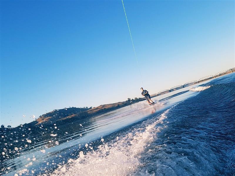 Wake boarding on Lake Hume