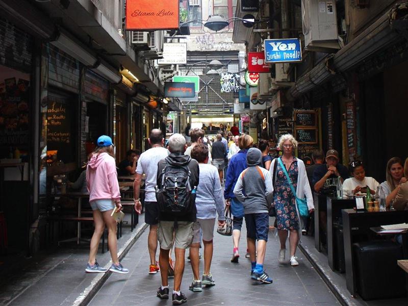 People walking in a Melbourne laneway