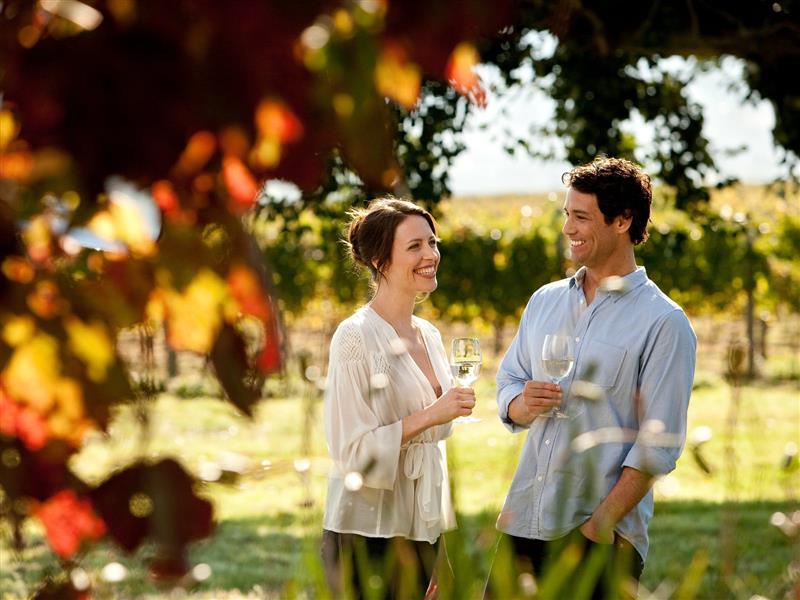 Couple drinking wine, Yarra Valley
