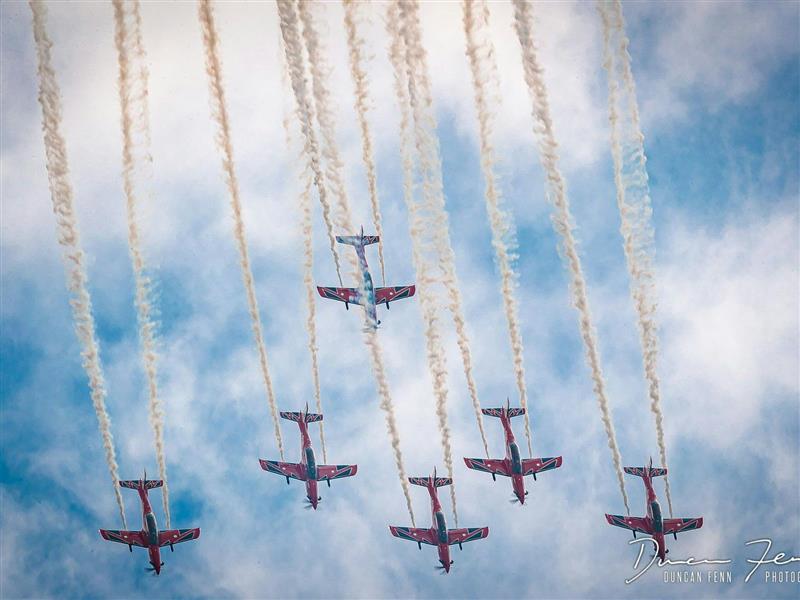 The RAAF Roulettes in formation at the Tyabb Airshow 2020