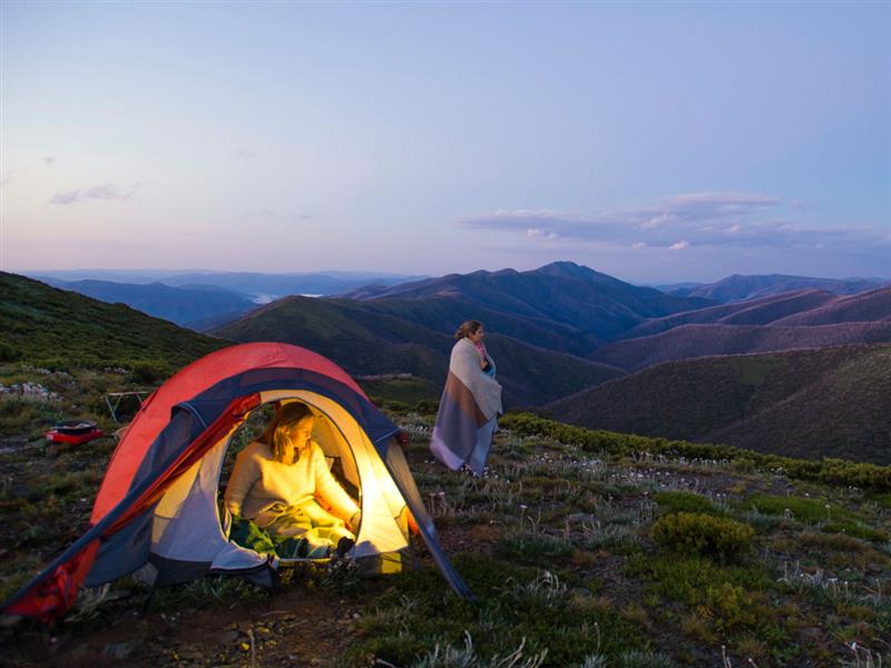 Camping at Falls to Hotham Trek, High Country, Victoria, Australia