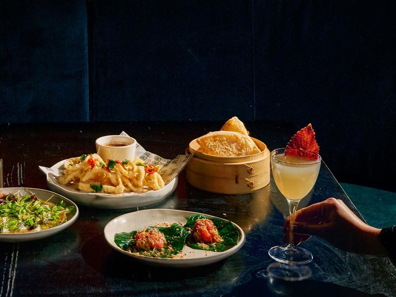 Plates of food and drink from Chin Chin in Melbourne, Victoria, Australia