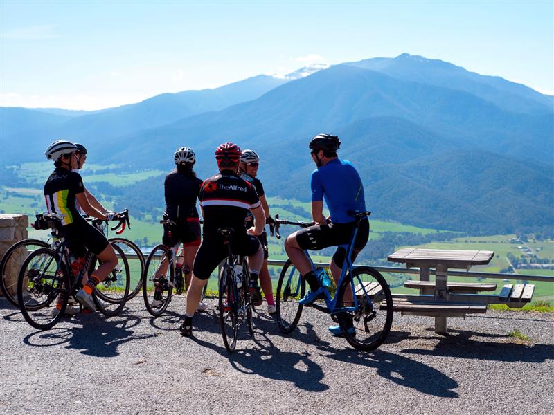 Riding the Tawonga Gap Road.