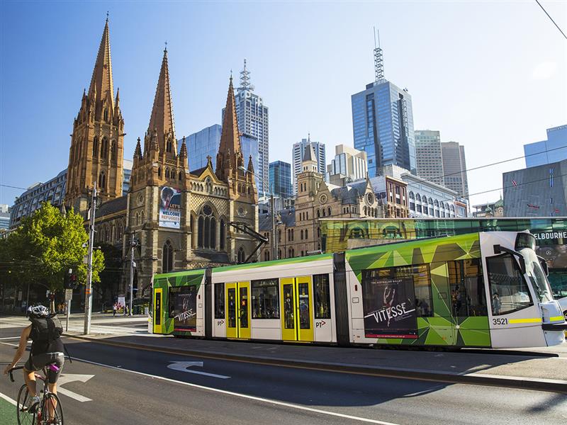Tram on Swanston Street, Melbourne, Victoria, Australia
